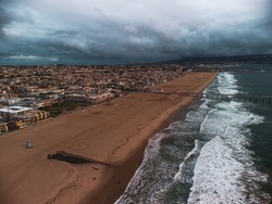 los angeles manhattan beach at sunset time ocean and coast view view of big waves