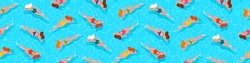 Swimming people  in water seamless pattern. Swimming pool, sea, ocean summer vacation illustration background. 