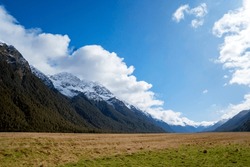 Snow covered peaks in Southland,  New Zealand.