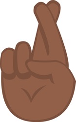 Vector emoticon illustration of a hand crossing fingers

