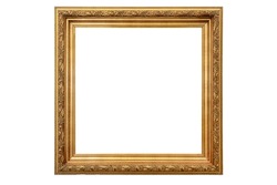 Vintage gold frame isolation on white