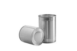 Packaging for canned food industrial, Metal or Tin cans isolated on white background.