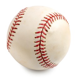 Used Baseball with seams showing isolated on white background. Clipping path