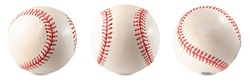 Used Baseball balls with seams showing isolated on white background. Clipping path
