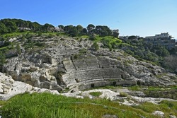 View of the ancient Roman Amphitheatre of Cagliari, Sardinia