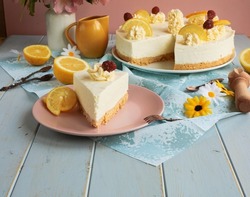 Velvety lemon cheesecake without baking. Gentle cold dough. Lemon cake. Dessert without baking.