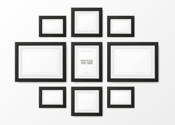 Collection realistic picture frame isolated on white background. For your text here. Vector illustration.