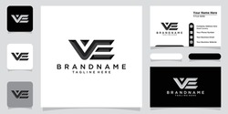 Initial letter VE Logo with business card design Vector