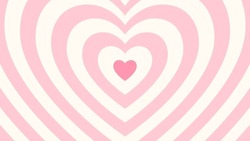 Groovy background. Tunnel of Concentric hearts. Romantic cute illustration. Trendy girly preppy design.