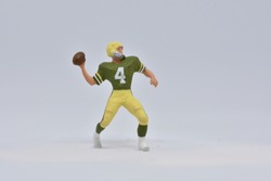 Quarterback in ho scale throwing american football