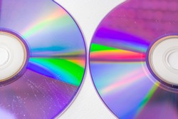 macro shot of some CD-ROMs