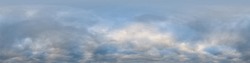 Dramatic overcast sky panorama with dark gloomy Cumulonimbus clouds. HDR 360 seamless spherical panorama. Sky dome in 3D, sky replacement for aerial drone panoramas. Climate and weather change.