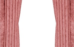 Velvet curtain pink with drapery. Curtains. Decor.