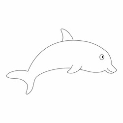 Coloring book for kids with a dolphin.