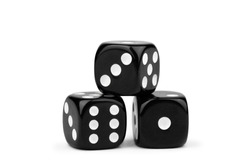 black dice with contrasting dots, isolate on a white background