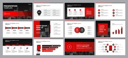 set red business presentation backgrounds design template and page layout design for brochure ,book , magazine,annual report and company profile , with infographic elements graph design concept