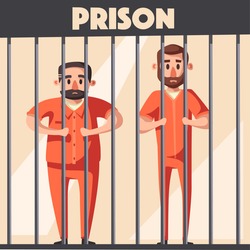Prison with prisoner. Character design. Cartoon vector illustration