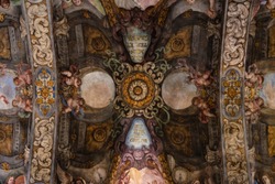 Fresco mural paintings of the church of San Nicolás in Valencia, Spain