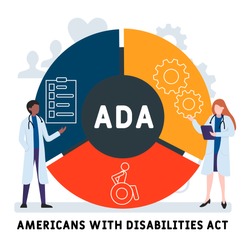 Flat design with people. ADA -  Americans with Disabilities Act, medical concept. Vector illustration for website banner, marketing materials, business presentation, online advertising