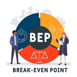 Flat design with people. BEP - Break-Even Point acronym. business concept background. Vector illustration for website banner, marketing materials, business presentation, online advertising