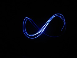 Infinity sign, drawing by light, photo.