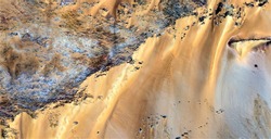 golden cliffs, tribute to Pollock, abstract photography of the deserts of Africa from the air, aerial view, abstract expressionism, contemporary photographic art, abstract naturalism,