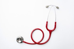 Top view Stethoscope isolated on white background, Medical tool.