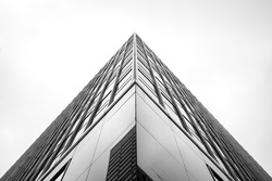abstract black and white reflective glass skyscraper
