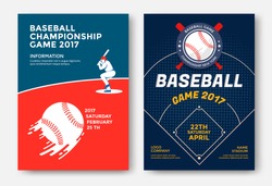 Baseball game modern sports posters design. Vector illustration.