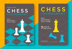 Chess tournament poster template. Sport game vector flyer.