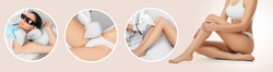 Hair remove using medical laser, procedure body epilation. Technology laser epilation, say goodbye hair on legs, armpit, bikini zone.