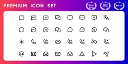 Message phone email modern line icon vector set.
