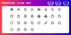 Security and privacy modern line icon vector set.