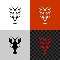 Lobster icon. Simple line style lobster or crayfish silhouette. Seafood symbol. Editable outline width.