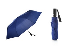 Set of Phantom Blue Foldable Umbrella Isolated on White Background. Design Template for Mock-up, Branding, Advertise etc. Front and Closed View