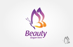 Beauty Vector Logo Illustration. Beautiful Butterfly logo, this logo symbolize, some thing beautiful, soft, calm, nature, metamorphosis, graceful, and elegant. 