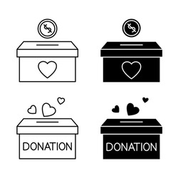 Donate box icon. Donation in the box. Concept of charity and donation. Give and share your love with people. Humanitarian volunteer activity. Vector