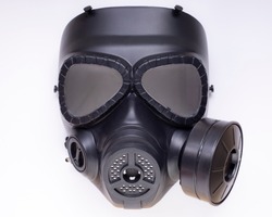 gas mask with filter isolated on white background