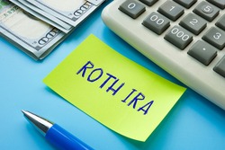 Business concept meaning ROTH IRA individual retirement account  with phrase on the page. 