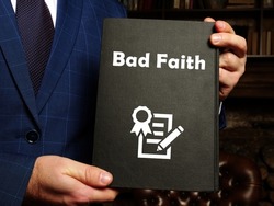  Juridical concept meaning Bad Faith with sign on the sheet.