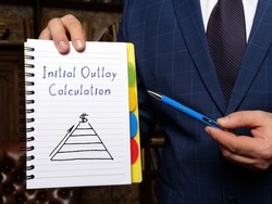 Business concept meaning Initial Outlay Calculation with sign on the white notepad.