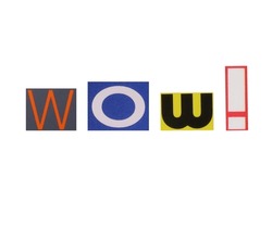 word wow from cut magazine colored letters