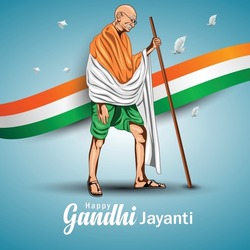 Mahatma Gandhi jayanti - 2021. 2nd October with creative design vector illustration, Mohandas Karam Chandra Gandhi Birthday.