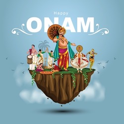 south Indian Kerala festival happy onam greetings background. editable vector illustration design	