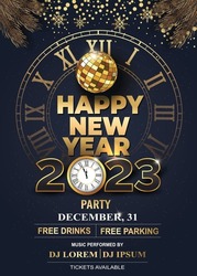 2023 Happy New Year Background for your Flyers and Greetings Card or new year themed party invitations	