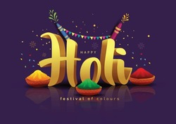 Beautiful poster for Indian festival Happy Holi with3d letter background. vector illustration design