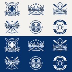Vintage baseball logos, emblems, badges and design elements. Vector illustration. graphic Art. for t-shirt, club or championship