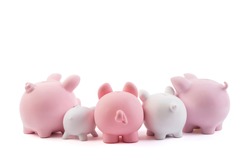 Group of piggy banks on white background with clipping path 