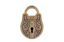 Vintage padlock isolated on white background with clipping path 