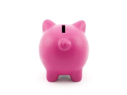 Back view of piggy bank with clipping path